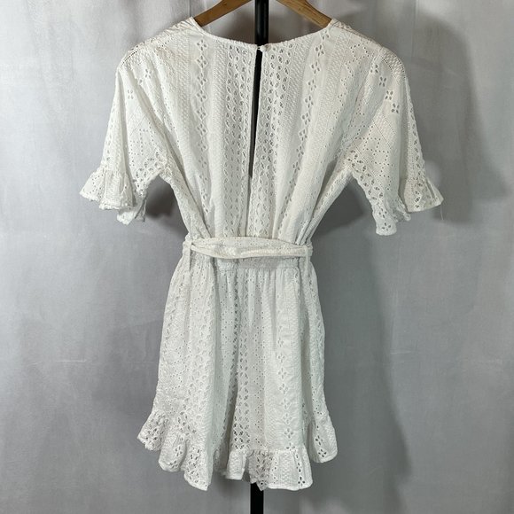 TOPSHOP White Eyelet Romper Size 6 - Picture 4 of 11